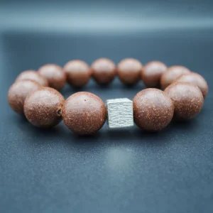 Vintage Square Block Spacer Wood Beads Bracelet Elastic Fashion Mala for Daily Wear Meditation Gift