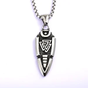Vintage Stainless Steel Double Sided Viking Symbol Pendant Necklace for Men Women Norse Jewelry