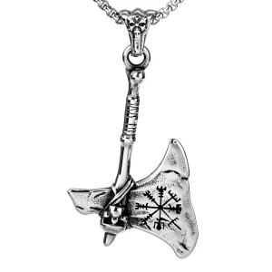 Vintage Stainless Steel Viking Axe Pendant Necklace for Men Punk Jewelry Factory Supply Bulk