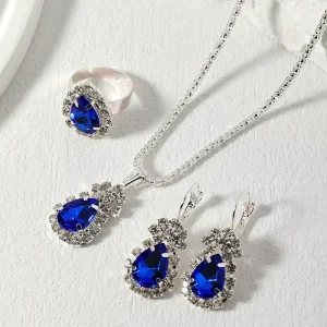 Vintage Stone Cool Style Fashion Beaded Gift Personalized Crystal Big Heart Choker Necklace Jewelry Set