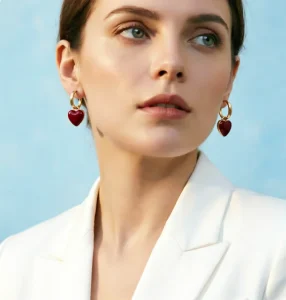 Vintage Style Heart Earrings Alloy Metal Hoop Earrings Statement Jewelry for Daily Wear