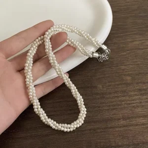 Vintage Twist Pearl Choker Necklace Fashion Jewelry Beaded Multi layer Pearl Necklaces for Women