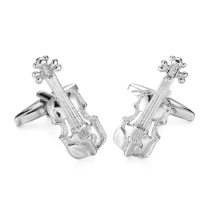 Violin Music Instrument Novelty Cufflinks Custom Mens Suit Shirt Fashion Accessory Wedding Tuxedo Trendy Jewelry Gift