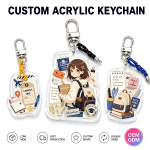 Virgin PMMA Custom Acrylic Keychain Retail Chain Clear Charms Custom Printed