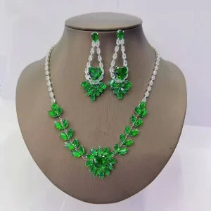 WATERPROOF Crystal Fashion Necklace Earring Set Crystal None Tarnish No Fade Jewelry Set Costume Crystal Jewelry