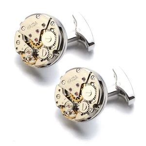 Watch Round Gear Men Punk Mechanical Cufflink Custom Logo Steampunk Rotate Movement Fashion Jewelry Cufflinks