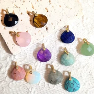 Water Drop DIY Jewelry Charms Faceted Natural Stone Smooth Gloss Necklace Earring Components