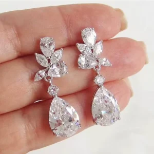 Waterdrop Bridal Wedding Accessories Jewelry Exquisite Zircon Earrings for Women Trendy Crystal Bling Drop Earrings