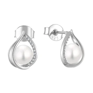 Waterdrop Shape Pearl Natural Freshwater Jewelry Stud Earrings 925 Sterling Silver
