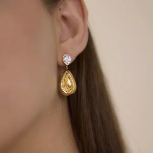 Waterdrop Zirconia Pendant Earrings Unique and Sophisticated Women’s Jewelry Color Resistant Stainless Steel Accessories