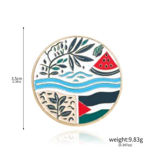 Watermelon River Leaf Flag Brooch Enamel Pin Alloy Backpack Costume Bag Accessory for Gift Palestine Vitality Brooches