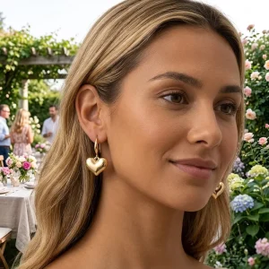 Waterproof 18K Gold Plated Stainless Steel Chunky Heart Stud Drop Earrings Trendy Bold Women Jewelry Tarnish Free Gift