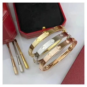 Waterproof 18K Gold Plated Stainless Steel Zircon Vintage Geometric Bangle Women’s Jewelry for Anniversary