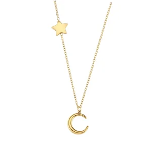 Waterproof Accessories Fashion Female Jewellery Stainless Steel Chain Moon Pendant Necklace for Women