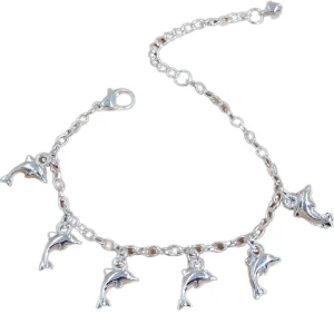 Waterproof Alloy Dolphin Charm Adjustable Bracelet for Summer Beach Vacation Styling