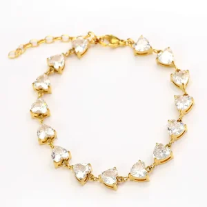 Waterproof And Sweatproof New High-end Light-luxury Hear Love Custom Zircon Color Stainless Steel Bracelet For Women