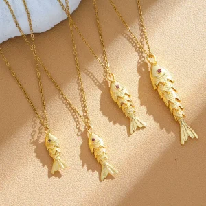 Waterproof Durable Non Fading Ocean Series Koi Clavicle Chain Niche Design Fashion High Grade Stainless Steel Pendant Necklace
