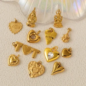 Waterproof Jewelry Stainless Steel Necklace Pendant Custom Cz Heart Charm Bar DIY Fashion Heart Key Pendants Accessories