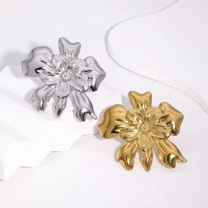 Waterproof New Stainless Steel Open Ring Fresh and Sweet Flower Gold-plated Non-fading Jewelry Supply for Women