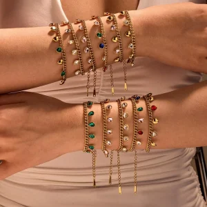 Waterproof Non Tarnished 18K PVD Gold Zircon Stainless Steel Party Pumpkin Ghost Spider Scary Chain & Link Bracelet
