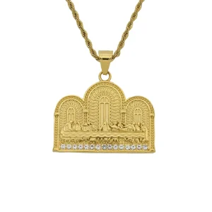Waterproof Non tarnish Religious 18K Gold Plated Stainless Steel Last Supper Pendant Necklace for Men