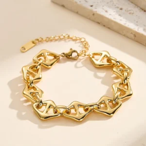 Waterproof Stainless Steel Bracelet Fashionable Diamond shaped Mariner Chain Bracelet Jewelry