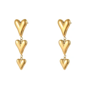 Waterproof Stainless Steel Heart Pendant Earrings Gold Plated Earring Fashion Jewelry Everyday Wear