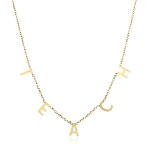 Waterproof Stainless Steel Letter Teach Necklace for Women Link Chain Jewelry with Collar Accessories Teacher’s Day Gifts