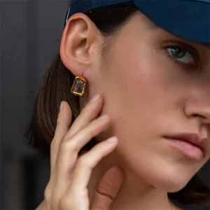 Waterproof Stainless Steel with Crystal Elegant Stud Earrings for Women Accessories Fashion Female Jewelry Gift