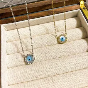 Waterproof Zircon Jewelry PVD 18K Gold Plated Stainless Steel Necklace for Women
