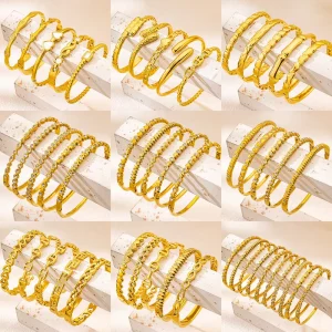 Wave Coil Star Zircon Stackable Open Bangle 18K Gold Plated Stainless Steel Waterproof Hypoallergenic