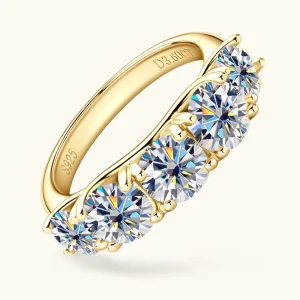 Wedding Couple Fashion Fine Jewelry 6.5mm&6mm&5mm Moissanite Eternity Band Bridal Stackable Five Stone Engagement Ring for Women