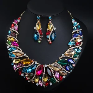 Wedding Crystal Rhinestone Woman Necklace Fashion Jewelry Set
