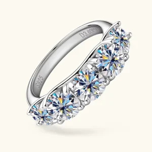 Wedding Fashion Jewelry 6.5mm&6mm&5mm Moissanite Eternity Band Bridal Stackable Five Stone Engagement Ring for Women