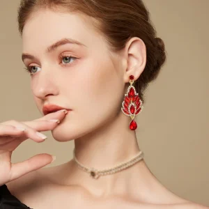Wedding Fashion Jewelry Color Gold Plated Zircon Bridal Bling Drop Earrings for Women
