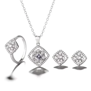 Wedding Fine Jewelry Sets Full Jewelry Set Sterling Silver 925 Necklace Earrings Rings Set for Women