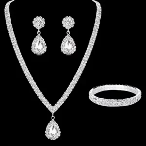 Wedding Gown Dress Necklace Evening Banquet Jewelry 2pcs Set Bridal Necklace and Earrings Set N2605090
