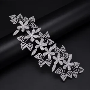 Wedding Hair Accessories New Fashion Leaves and Flowers Design Luxury CZ Headpiece Women High Quality BC4731 Accesorios Mujer