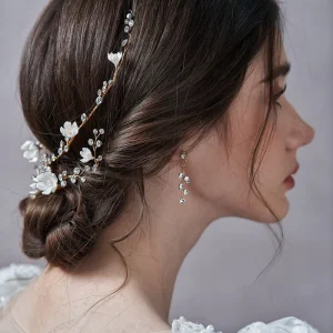 Wedding Hair Accessories Set Alloy Bridal Jewelry Flexible Hair Vine Crystal Earrings Hair Pins Handmade Bridesmaid Hair Prom