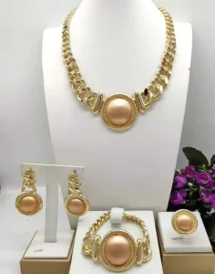 Wedding Italian Trendy Gift Factory Popular Unique Copper Alloy Gold Plated Party Birthday Daily Anniversary Jewelry Set
