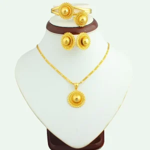Wedding Jewelry Sets 18K Gold Plated Earring Bracelet Necklace Sets for Wedding Jewelry