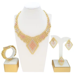 Wedding Party Colorful Necklace Accessories Bride Italian Brazilian Gold Style Jewelry Sets for Women