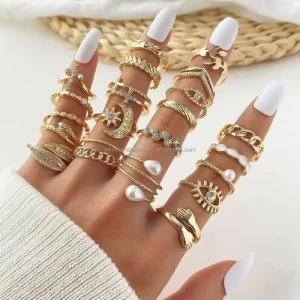 Wedding Rings Women Fashion Jewelry Designs Stainless Steel Ring Bulk Adjustable 18K Gold Ring