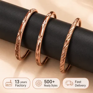 Wellness Support Adjustable Women Men Custom Engraved Bracelet Jewelry 99.99% Pure Copper Bangle