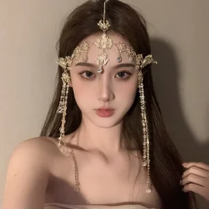 Western Princess Loulan Girl Tassel Chain Zinc Alloy Hair Accessories Exotic Bohemian Wedding Anniversary Headband