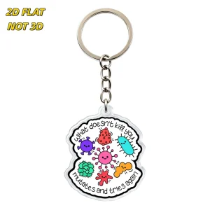 What Doesn’t Kill You Mutates and Tries Again Acrylic Keychain Clear Double Sided Cute Germ Humor Key Ring
