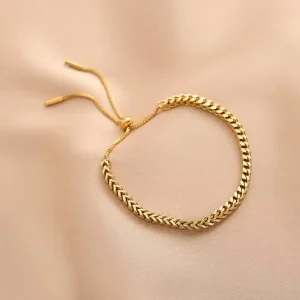 Wheat-ear Stainless Steel 18-karat Gold Drawstring Bracelet Waterproof Jewelry N2403197