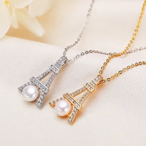 White Freshwater Pearl Jewelry Miuxi Brand French Style Eiffel Tower Niche Design Fashionable High End AAAAA Necklace