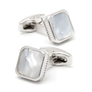 White MOP Mother Pearl Premium Cufflinks Custom Men’s Suit Shirt Fashion Accessory Wedding Tuxedo Trendy Jewelry Gift