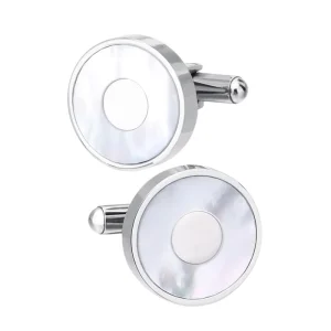 White Mother Pearl Shell Elegant Cufflinks Custom Mens Suit Shirt Fashion Accessory Wedding Tuxedo Trendy Jewelry Gift